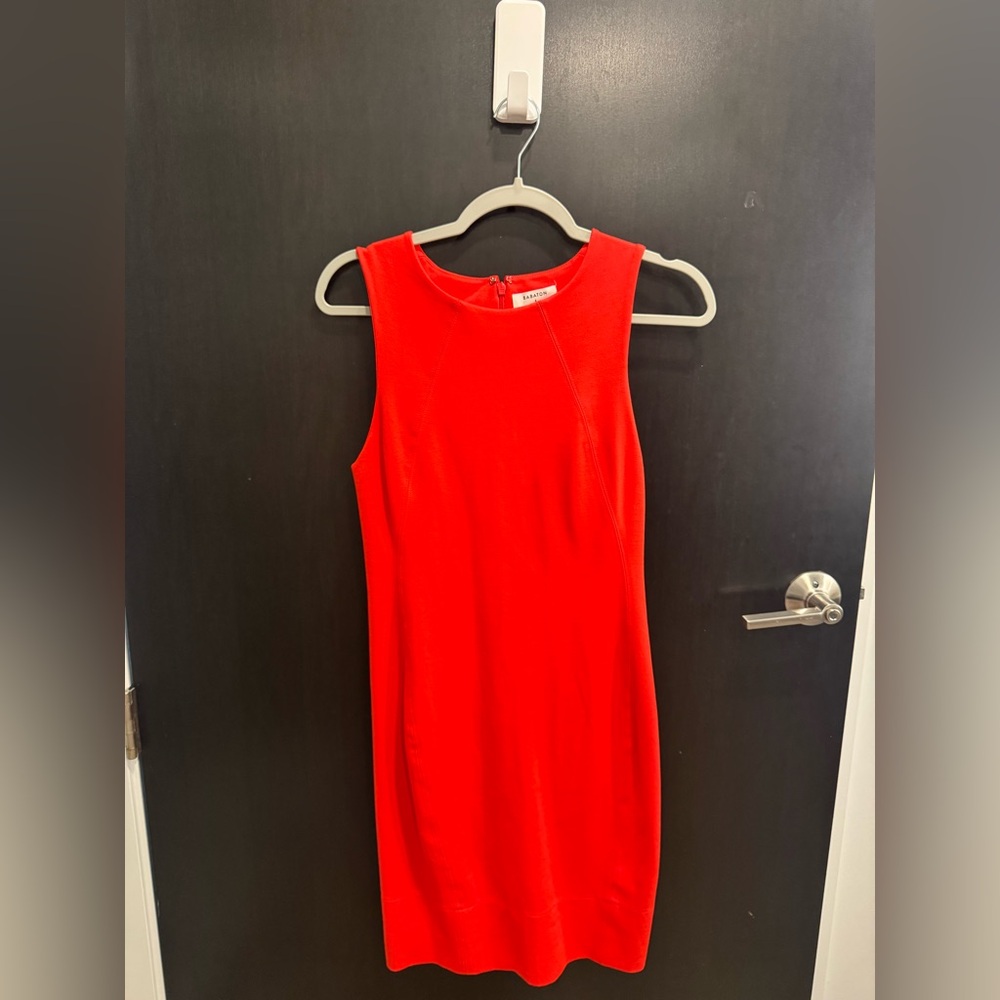 Babaton Vibrant Redish Orange Midi Dress